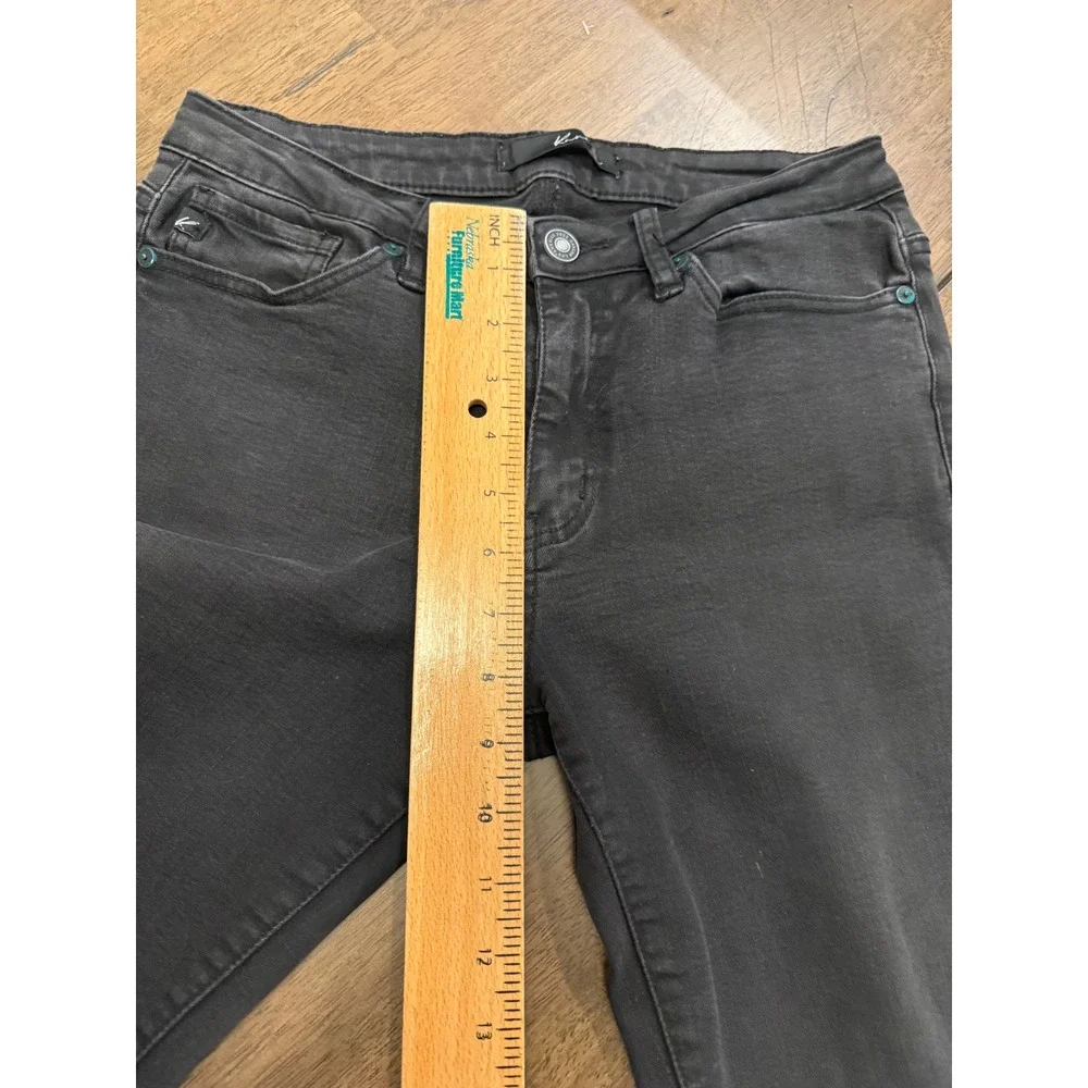 KanCan Black Skinny Jeans Mid Rise Raw Hem Frayed‎ Ankle Faded Denim